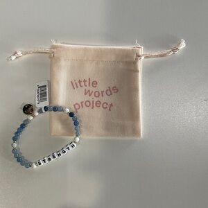 Little Words Project Blue Beaded Bracelet with 'Strength' Charm